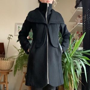 Black Soia & Kyo Winter Jacket with two-way collar